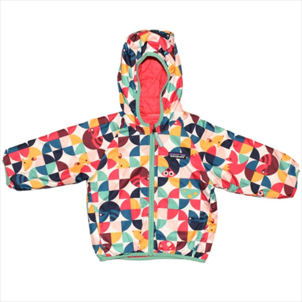 PATAGONIA Baby Reversible Puff-Ball Jacket Multi Geometric/Red 12-18M